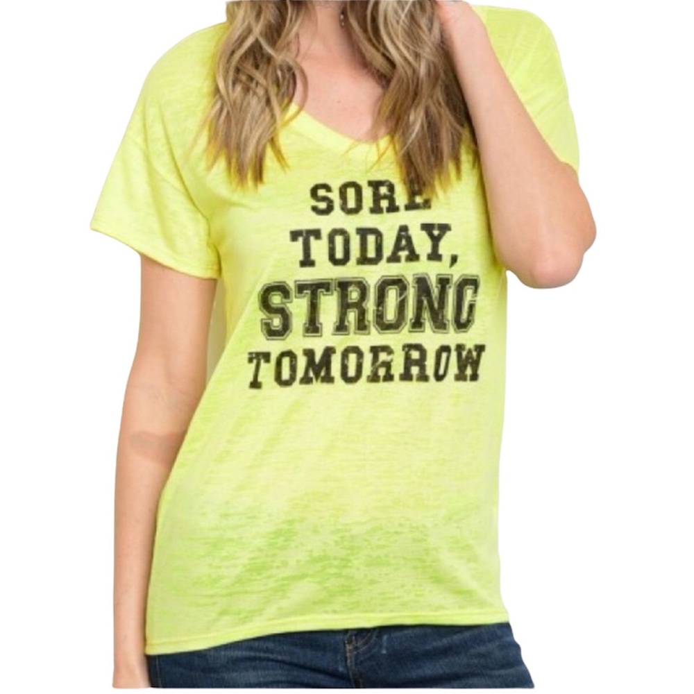Yellow "Sore Today Strong Tomorrow" Graphic Tee